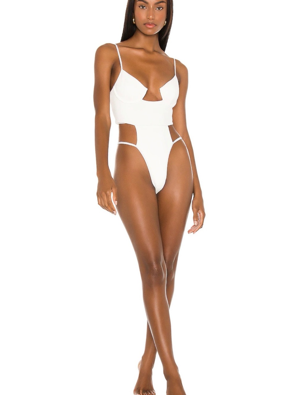Michael Costello White Cutout One-Piece Bodysuit